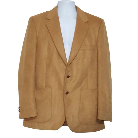 Farah WFF Designer Series Vintage Men's Ultrasuede Sport Coat Blazer Camel 40 R - Picture 3 of 8